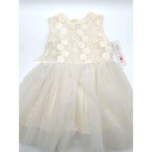NWT Mae Li Rose Girl's Audrey Ivory Tulle Embroidered Lace Tutu Dress 3T